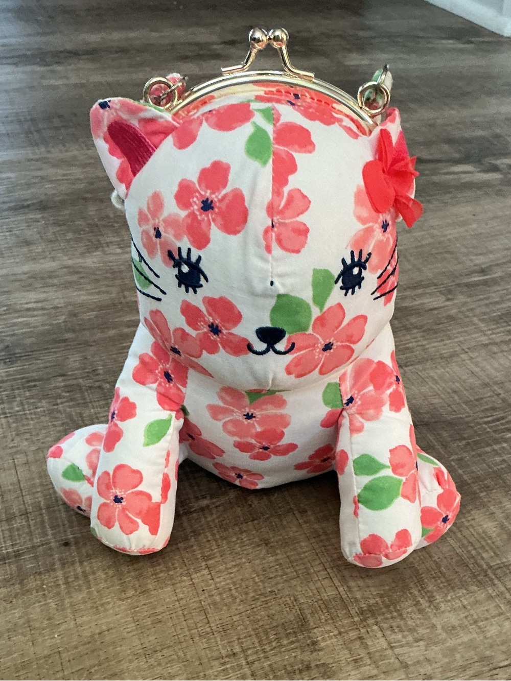 Gymboree Floral Cat Mini Bag in Pink and Green on White